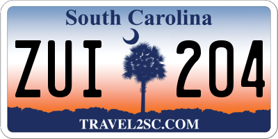 SC license plate ZUI204