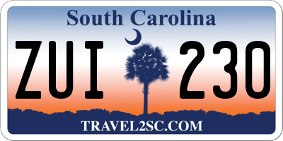 SC license plate ZUI230