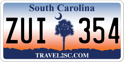 SC license plate ZUI354