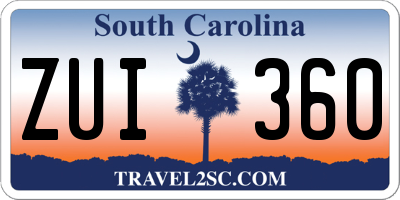 SC license plate ZUI360