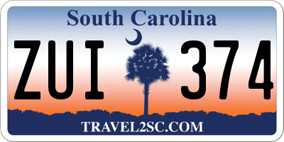 SC license plate ZUI374
