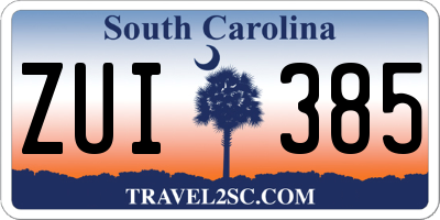 SC license plate ZUI385