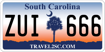 SC license plate ZUI666