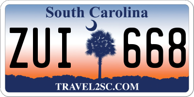SC license plate ZUI668