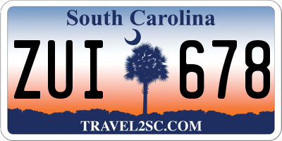SC license plate ZUI678