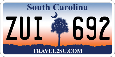 SC license plate ZUI692