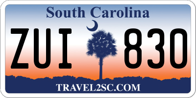 SC license plate ZUI830