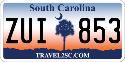 SC license plate ZUI853