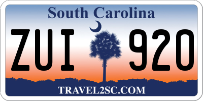 SC license plate ZUI920