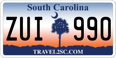 SC license plate ZUI990