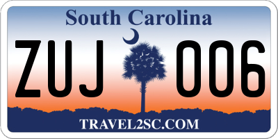 SC license plate ZUJ006