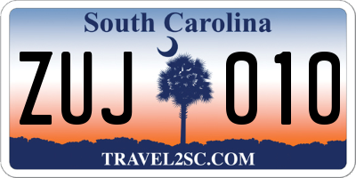 SC license plate ZUJ010