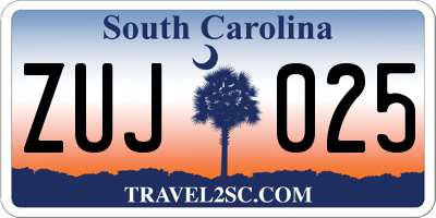 SC license plate ZUJ025