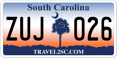 SC license plate ZUJ026