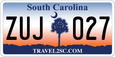 SC license plate ZUJ027