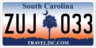 SC license plate ZUJ033