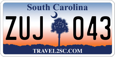 SC license plate ZUJ043