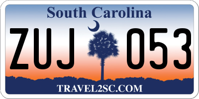 SC license plate ZUJ053