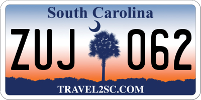 SC license plate ZUJ062