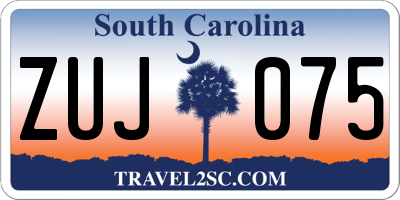 SC license plate ZUJ075