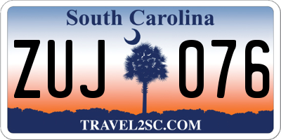 SC license plate ZUJ076