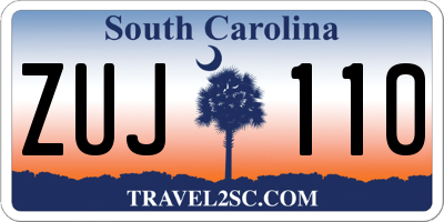 SC license plate ZUJ110