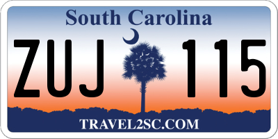 SC license plate ZUJ115