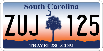 SC license plate ZUJ125