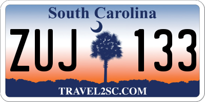 SC license plate ZUJ133