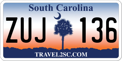 SC license plate ZUJ136
