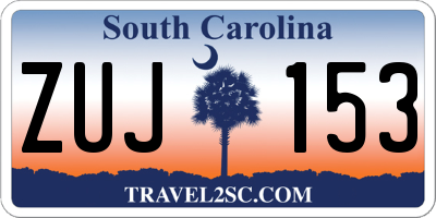 SC license plate ZUJ153