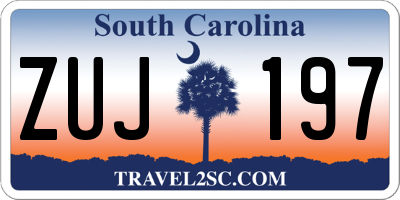 SC license plate ZUJ197
