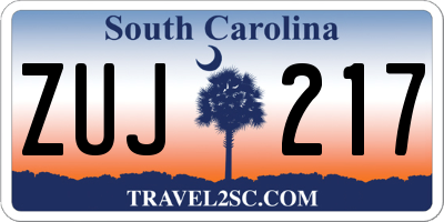 SC license plate ZUJ217