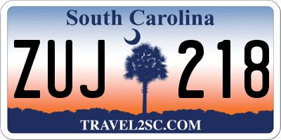 SC license plate ZUJ218