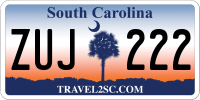 SC license plate ZUJ222