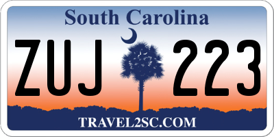 SC license plate ZUJ223