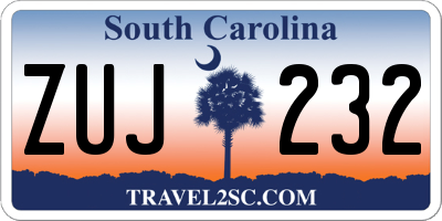 SC license plate ZUJ232