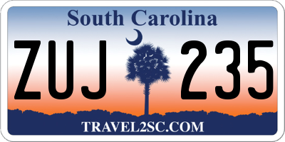 SC license plate ZUJ235