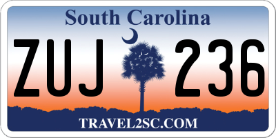 SC license plate ZUJ236