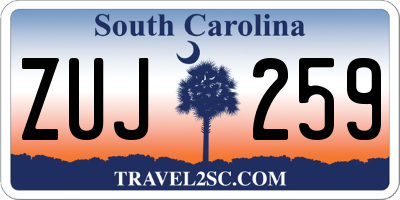 SC license plate ZUJ259