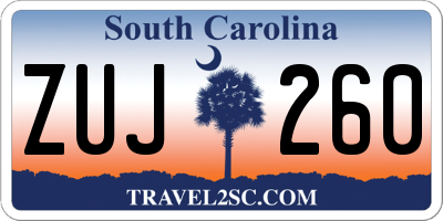SC license plate ZUJ260