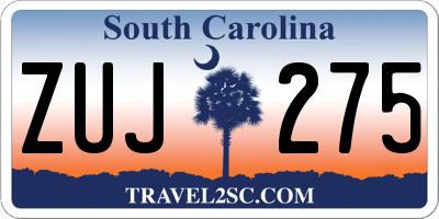 SC license plate ZUJ275