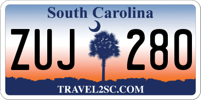 SC license plate ZUJ280