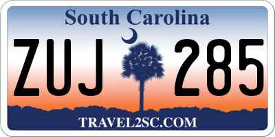 SC license plate ZUJ285