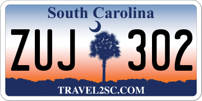 SC license plate ZUJ302