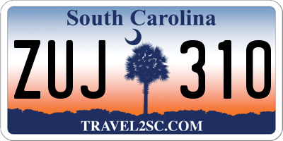 SC license plate ZUJ310