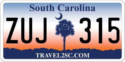SC license plate ZUJ315