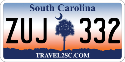SC license plate ZUJ332