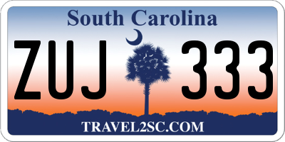 SC license plate ZUJ333