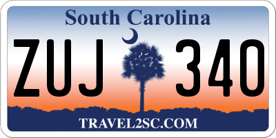 SC license plate ZUJ340
